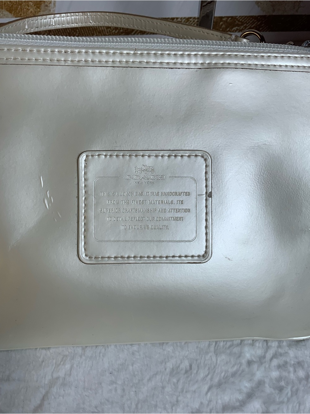 Coach Pearlescent Cream Leather Wristlet Pouch - Picture 2 of 6